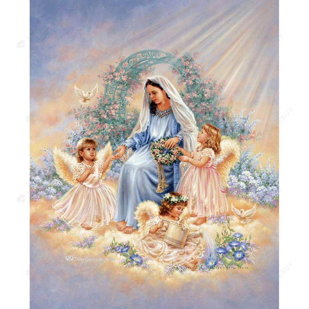 Free Angel Mother and Children - MyCraftsGfit - Free 5D Diamond Painting