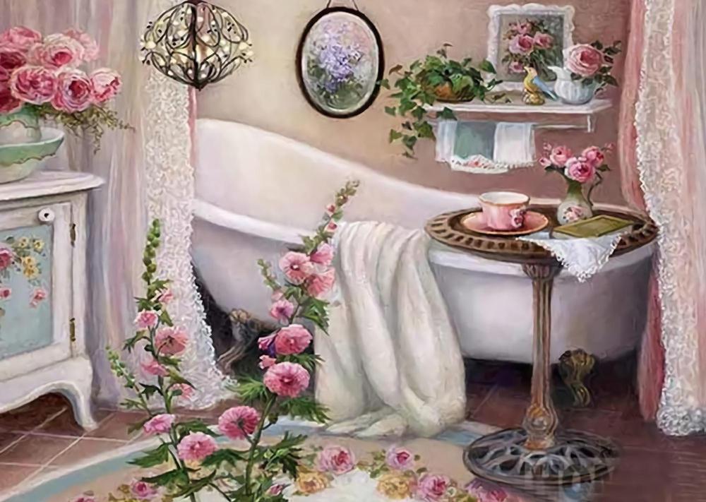 Free Bathroom Flowers - MyCraftsGfit - Free 5D Diamond Painting