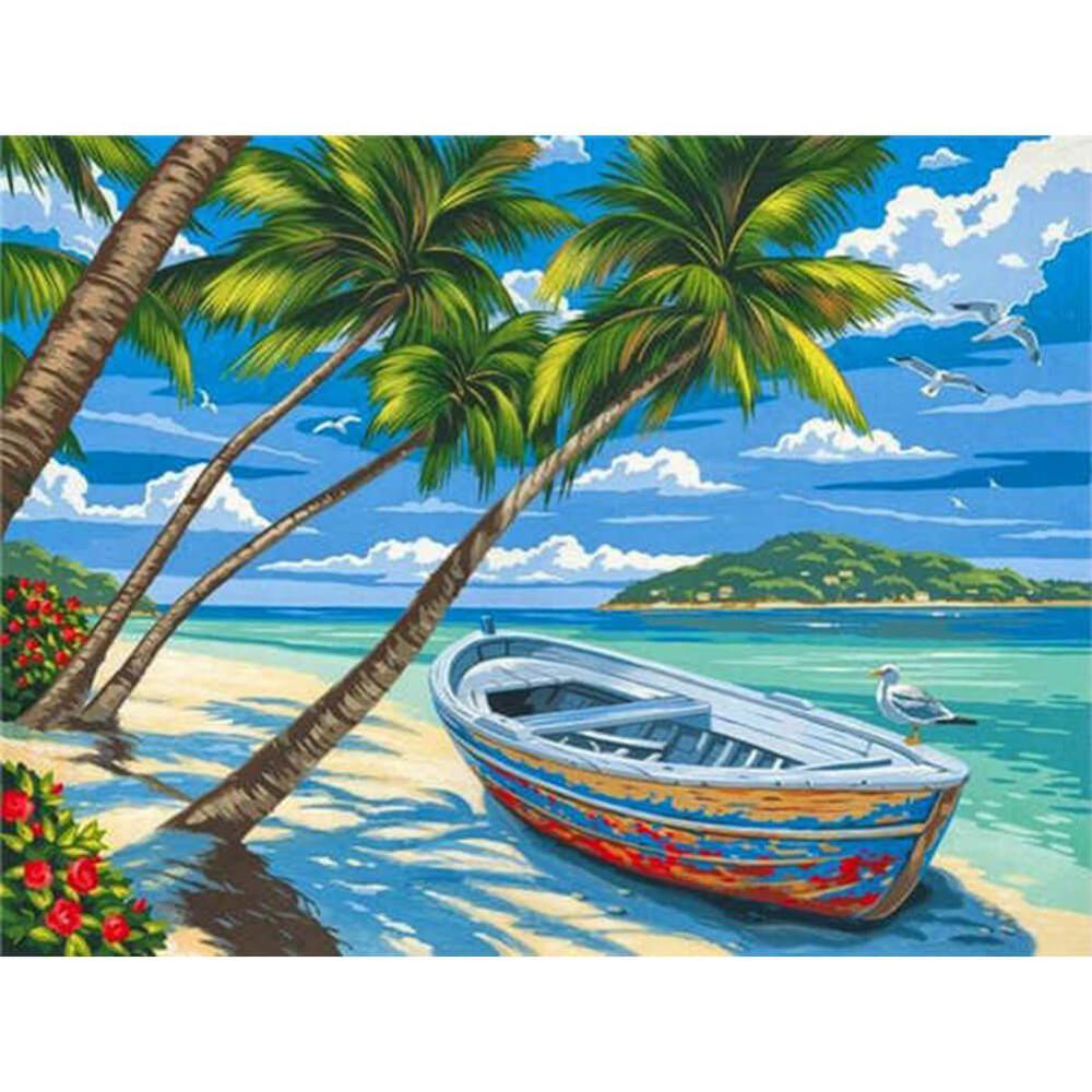 Free Beach Boat - MyCraftsGfit - Free 5D Diamond Painting