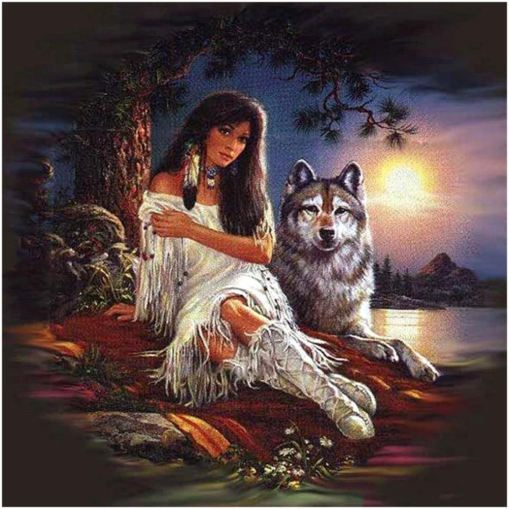 Free Beauty And The Wolf - MyCraftsGfit - Free 5D Diamond Painting