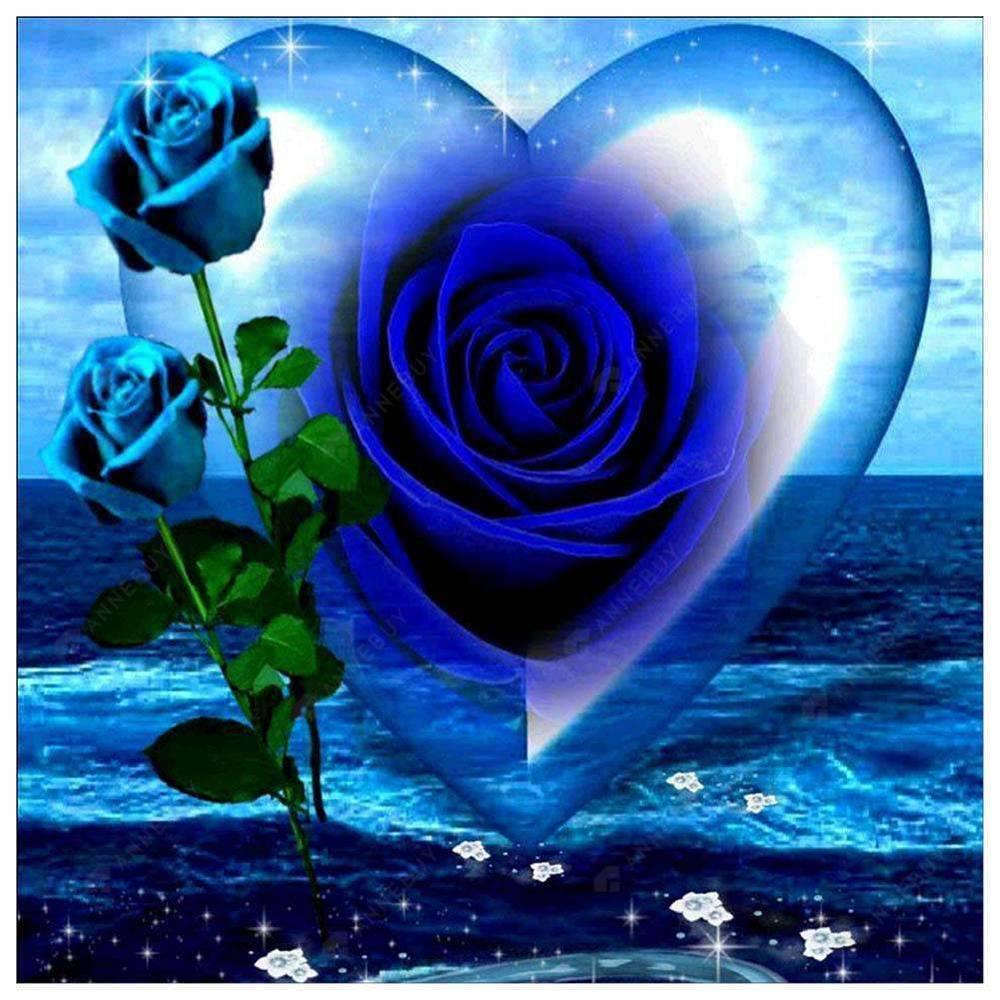 Free Blue Rose Heart - MyCraftsGfit - Free 5D Diamond Painting