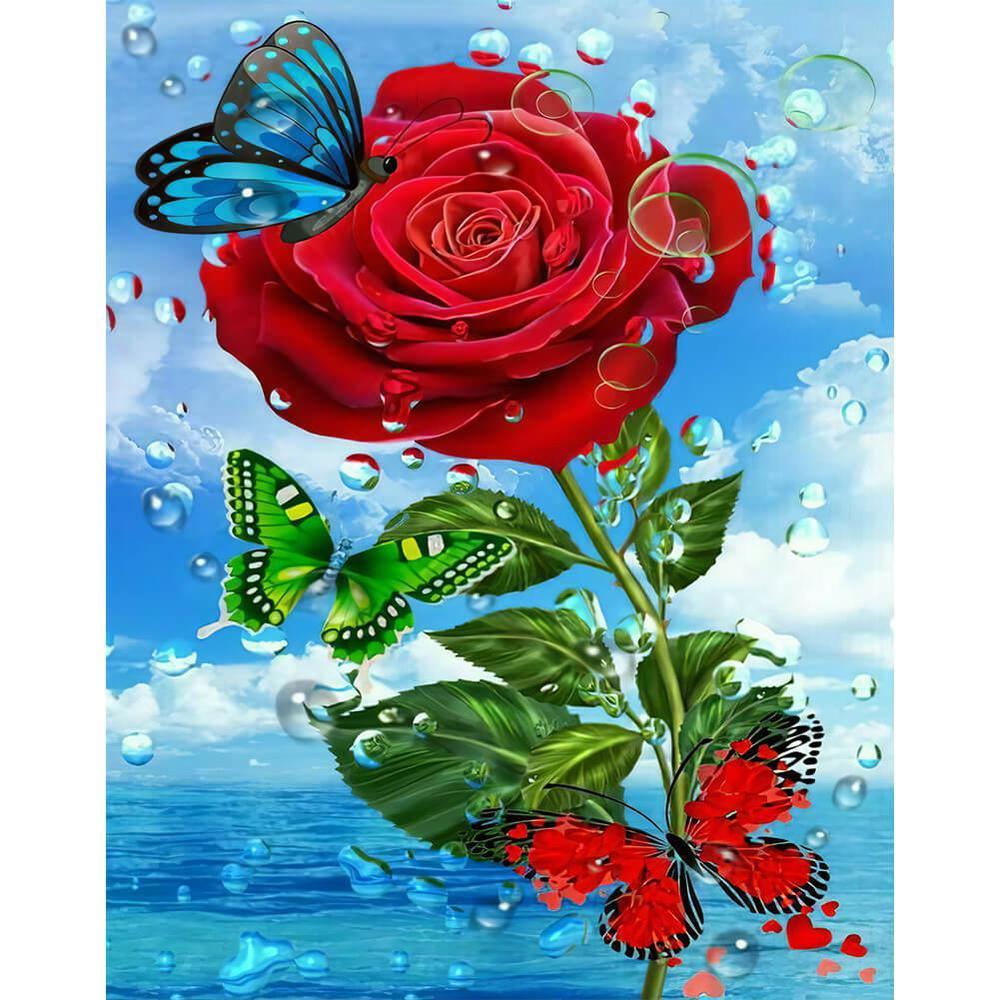 Free Butterfly Rose - MyCraftsGfit - Free 5D Diamond Painting