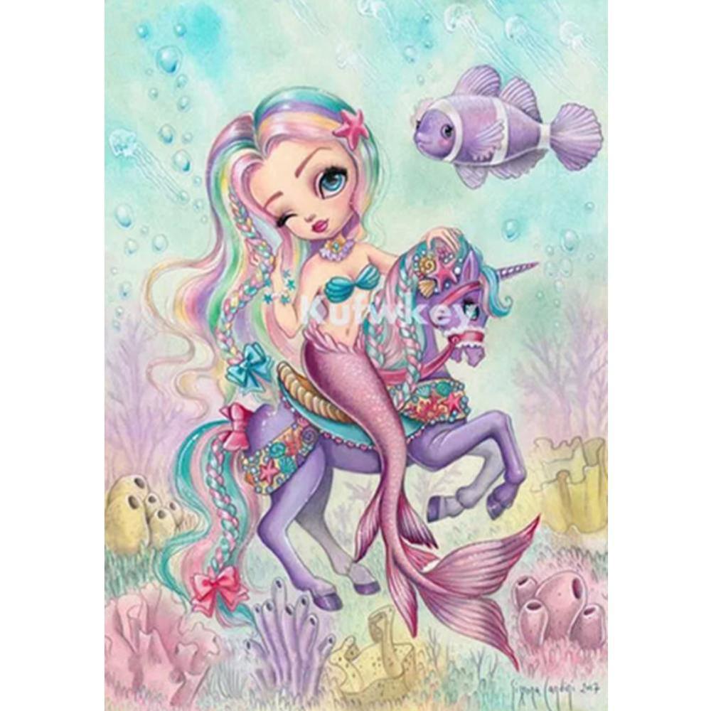 Free Cartoon Mermaid - MyCraftsGfit - Free 5D Diamond Painting