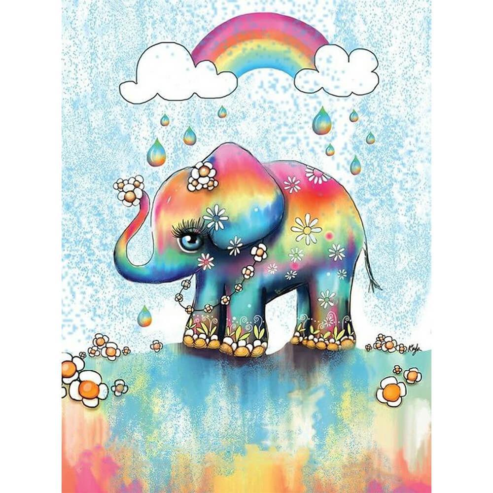 Free Cartoon Rainbow Elephant - MyCraftsGfit - Free 5D Diamond Painting