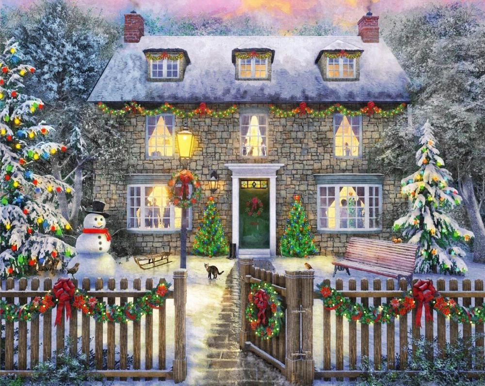 Free Christmas Houses - MyCraftsGfit - Free 5D Diamond Painting