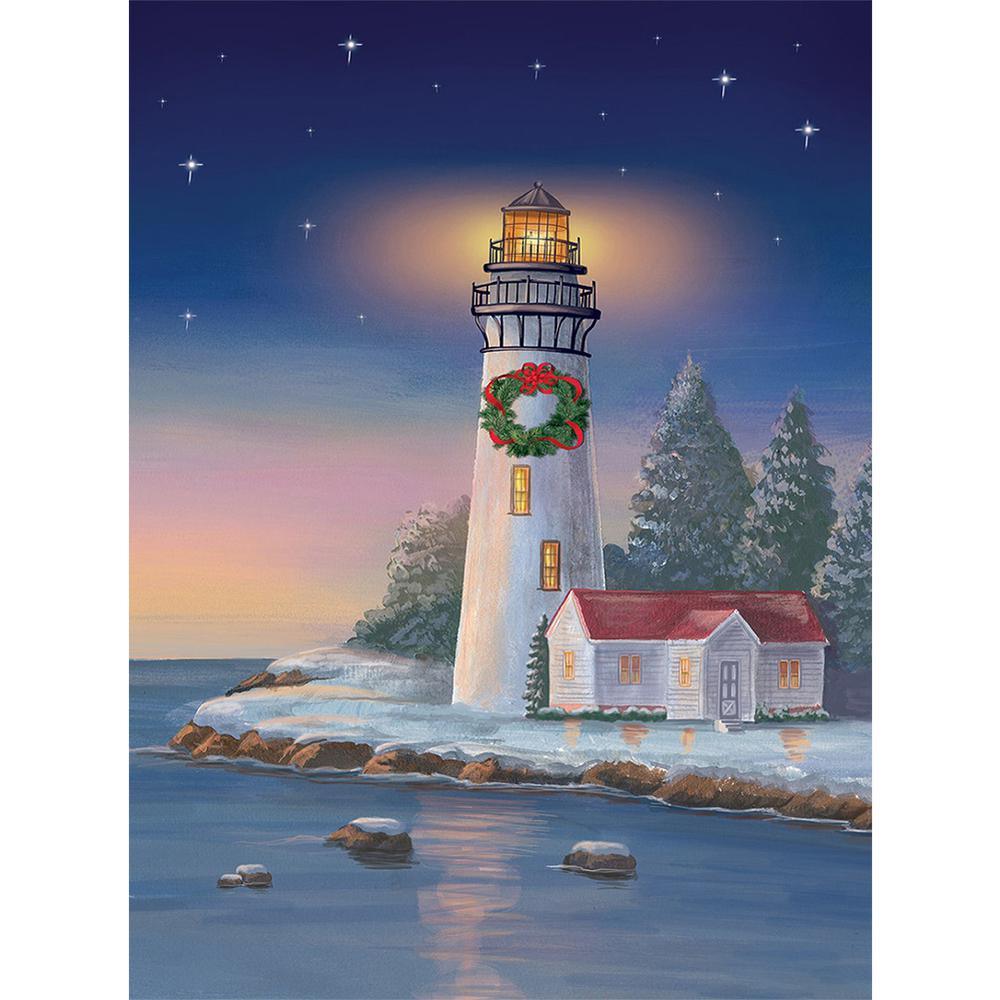 Free Christmas Lighthouse - MyCraftsGfit - Free 5D Diamond Painting