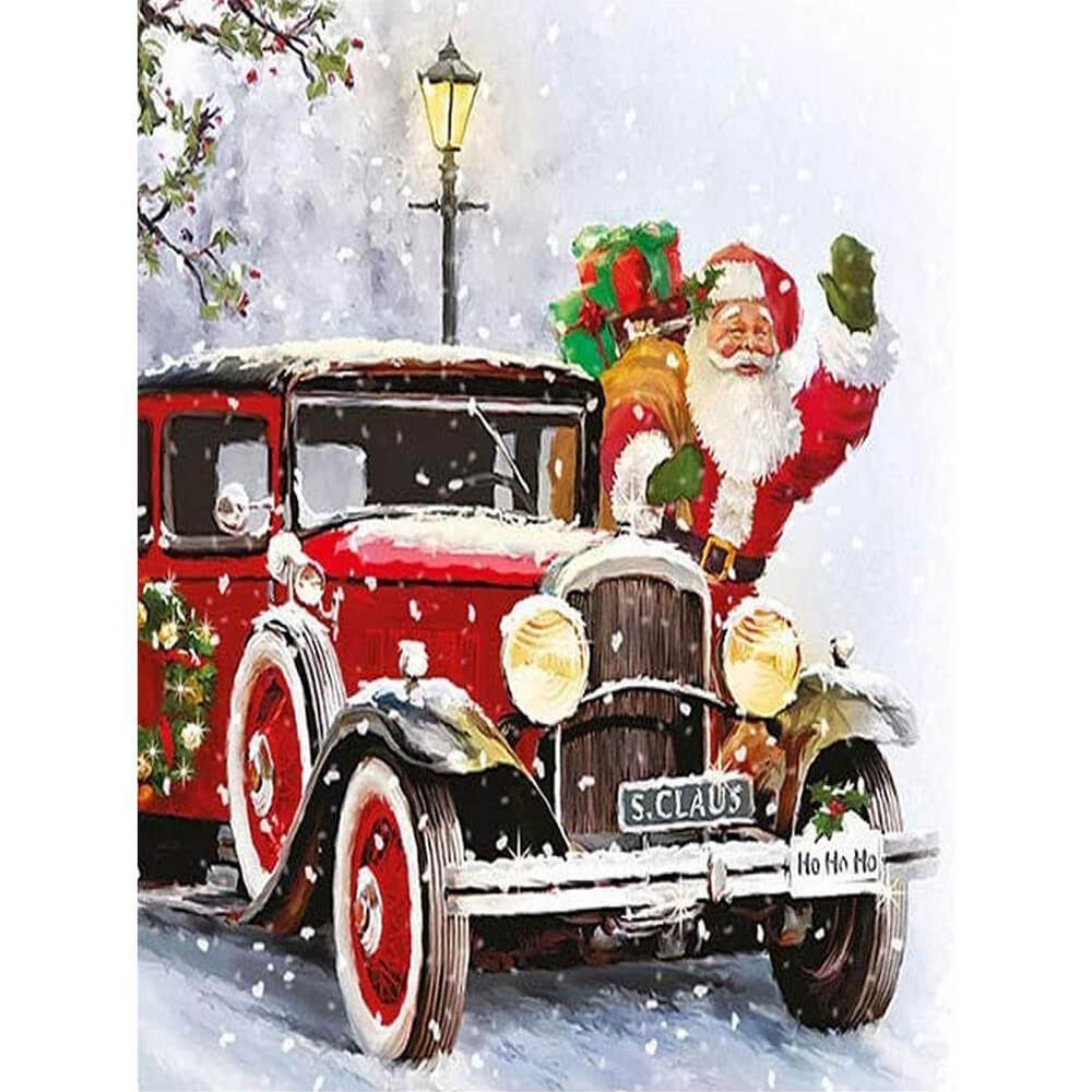 Free Christmas Red Car - MyCraftsGfit - Free 5D Diamond Painting