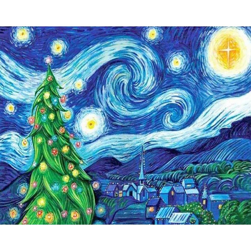 Free Christmas Starry Night - MyCraftsGfit - Free 5D Diamond Painting