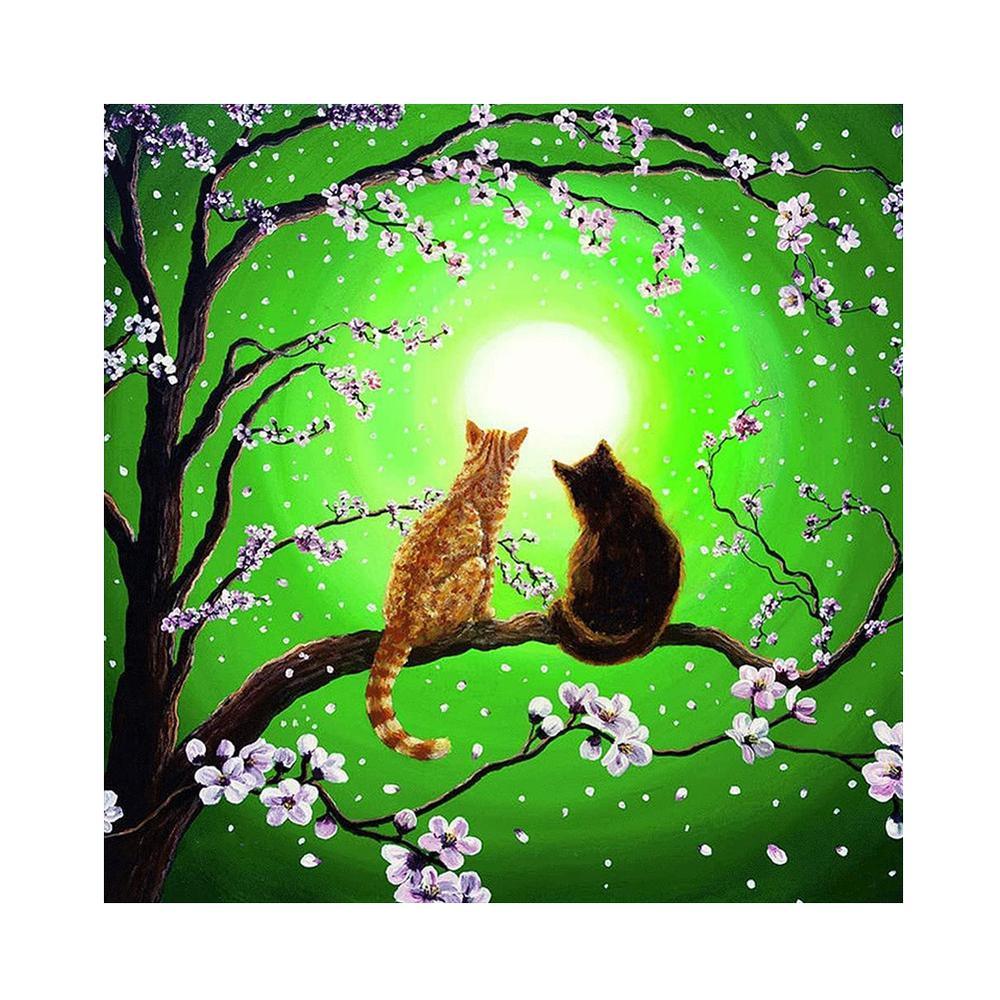 Free Color Tree Cat - MyCraftsGfit - Free 5D Diamond Painting