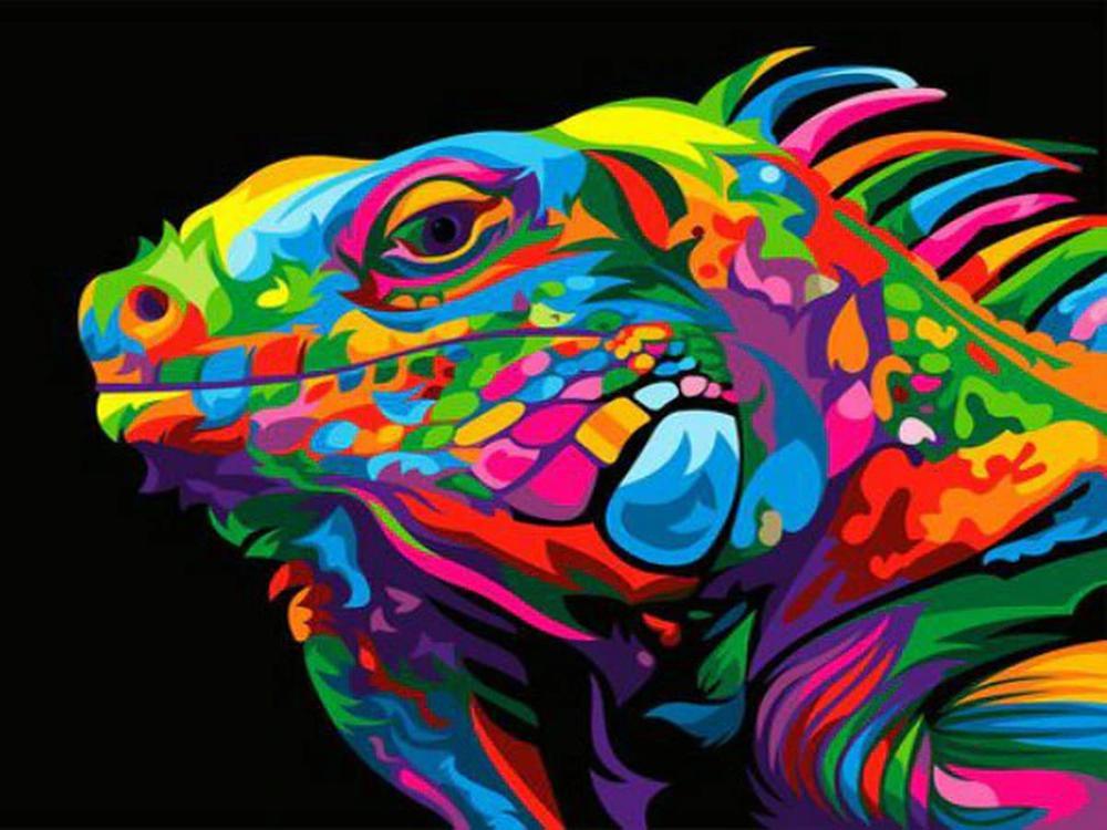 Free Colorful Chameleon - MyCraftsGfit - Free 5D Diamond Painting