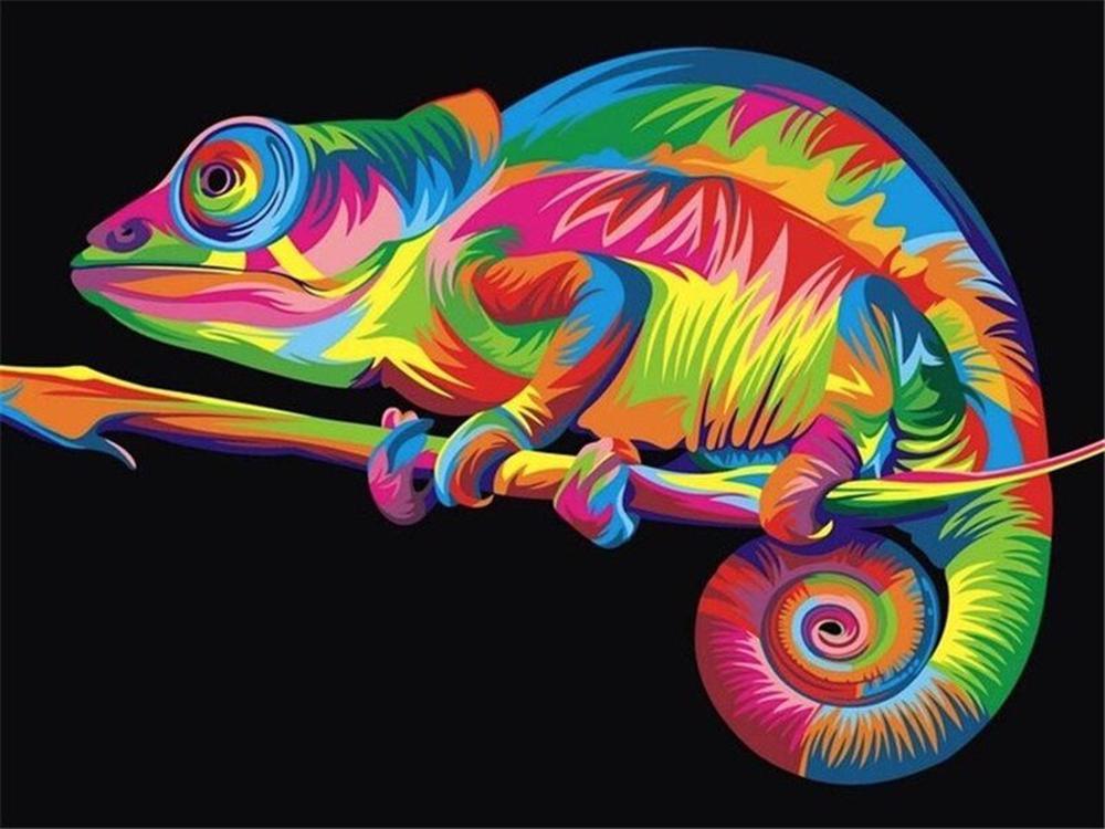 Free Colorful Chameleon - MyCraftsGfit - Free 5D Diamond Painting