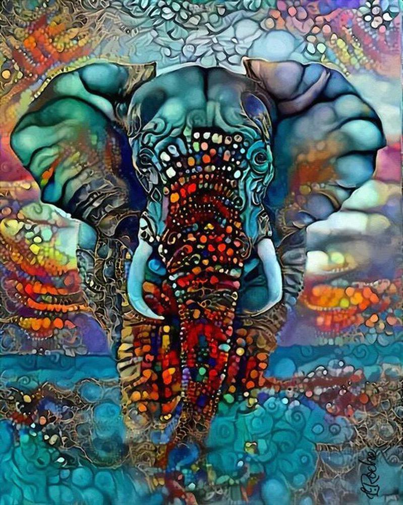 Free Colorful Elephant - MyCraftsGfit - Free 5D Diamond Painting