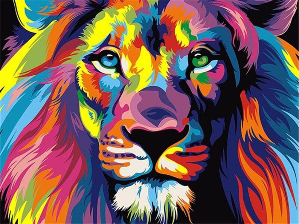 Free Colorful Lion - MyCraftsGfit - Free 5D Diamond Painting