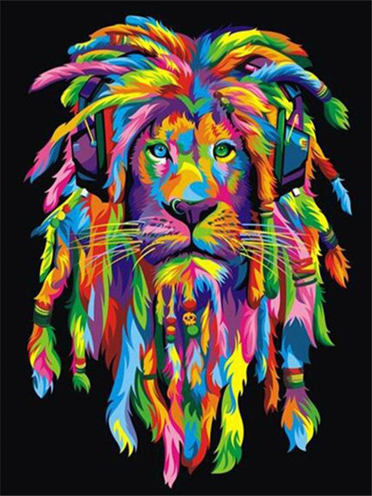 Free Colorful Lion - MyCraftsGfit - Free 5D Diamond Painting