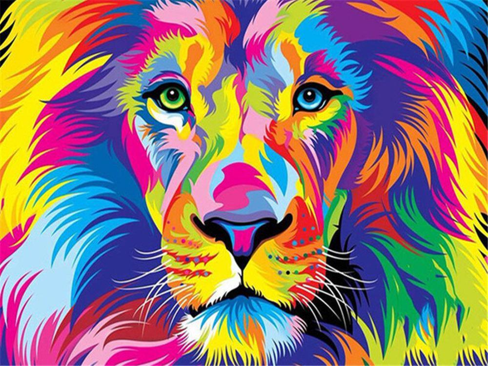 Free Colorful Lion - MyCraftsGfit - Free 5D Diamond Painting