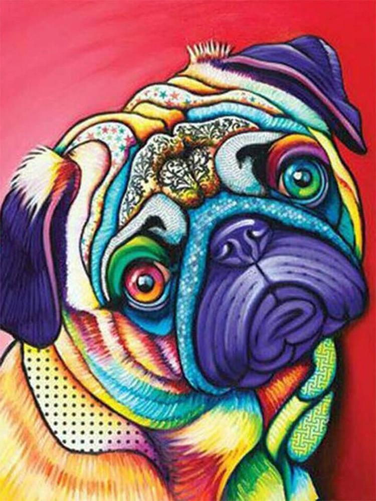 Free Colorful Pug - MyCraftsGfit - Free 5D Diamond Painting