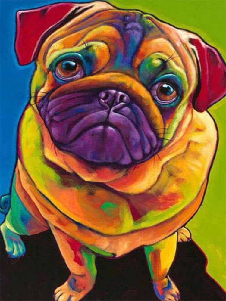 Free Colorful Pug - MyCraftsGfit - Free 5D Diamond Painting