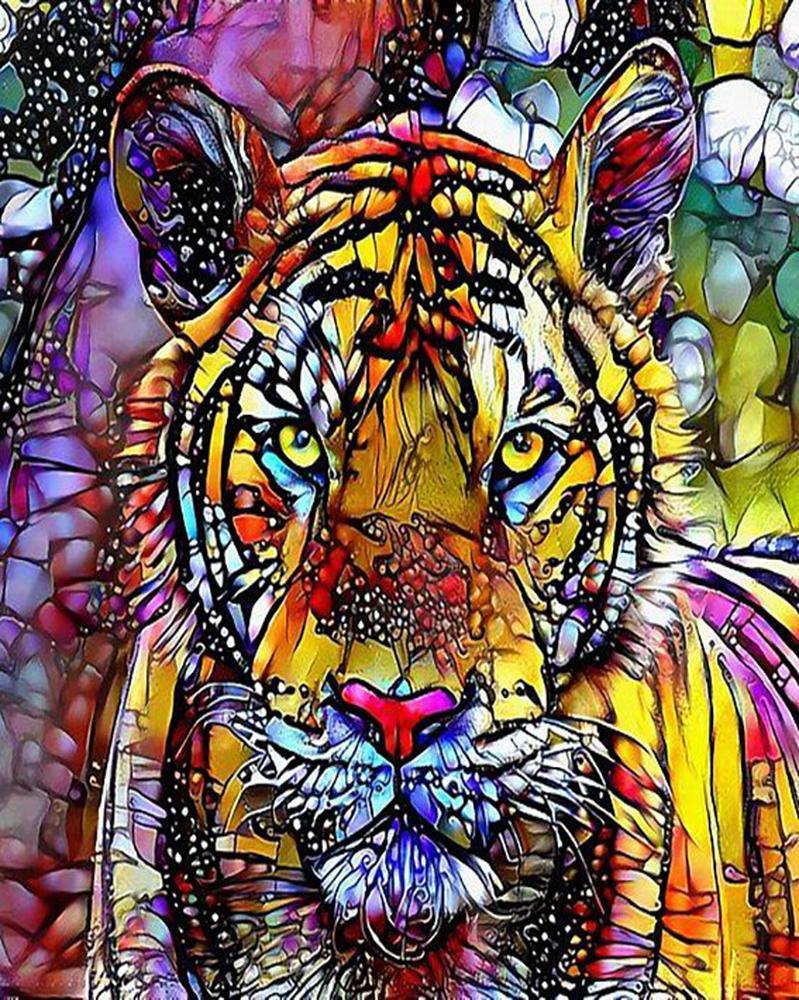 Free Colorful Tiger - MyCraftsGfit - Free 5D Diamond Painting