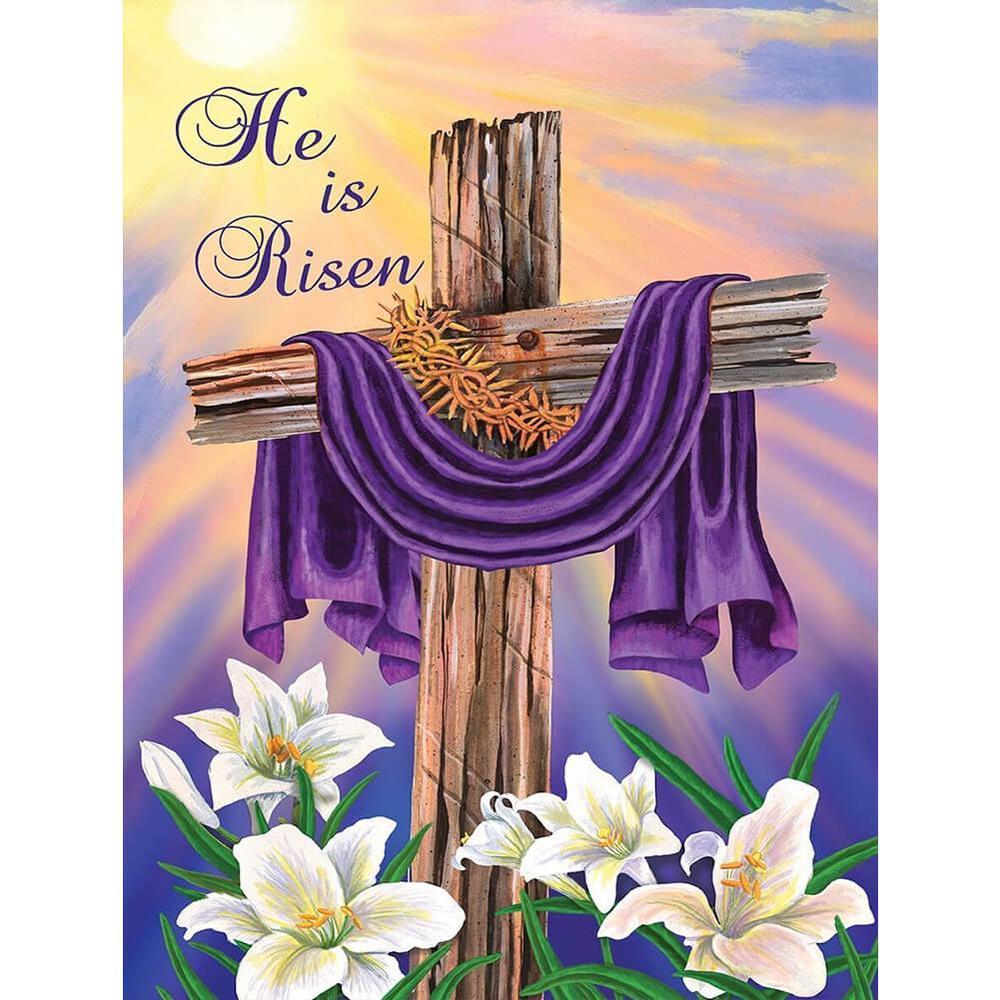 Free Cross __e is Risen_ - MyCraftsGfit - Free 5D Diamond Painting