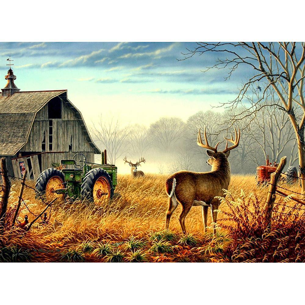 Free Deer in Field - MyCraftsGfit - Free 5D Diamond Painting