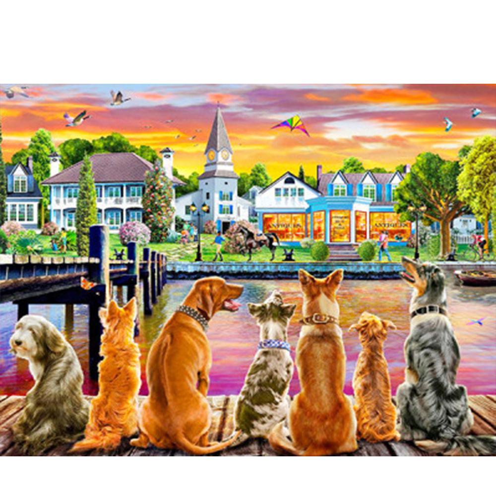 Free Dogs Houses - MyCraftsGfit - Free 5D Diamond Painting