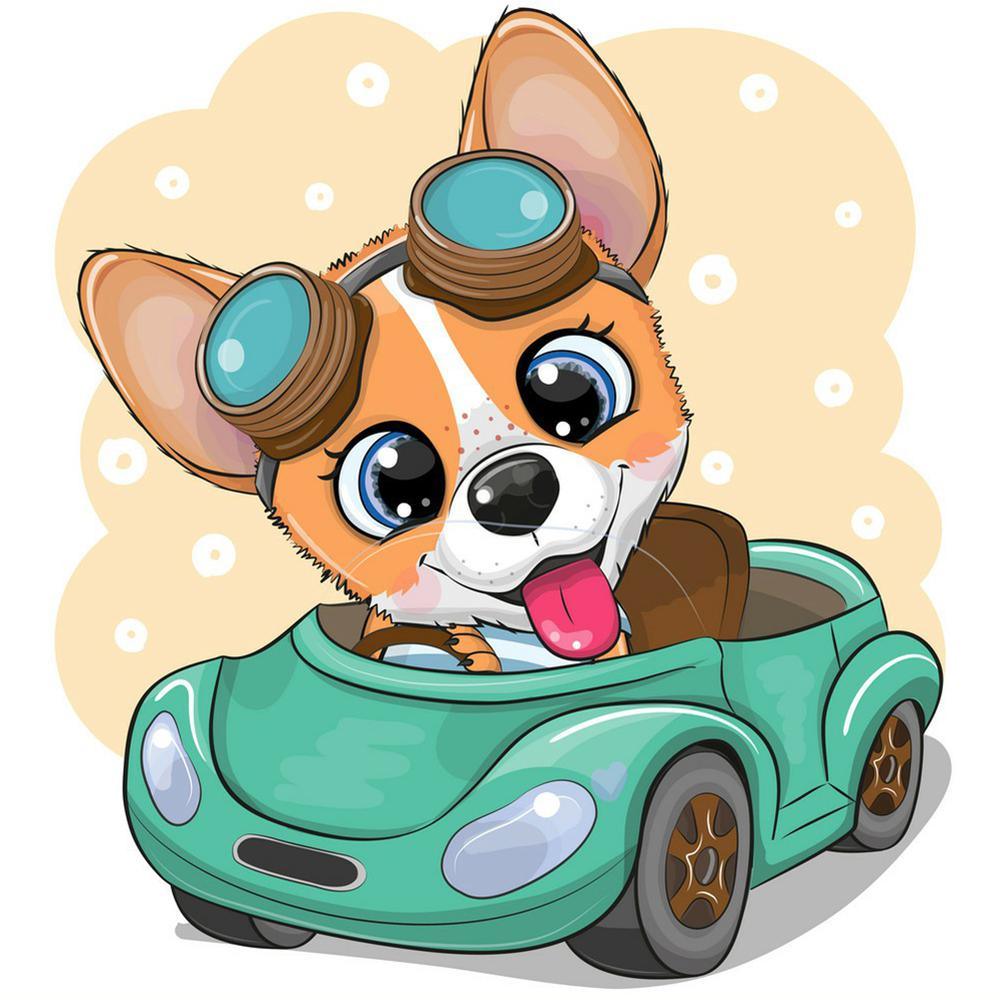 Free Driving Dog - MyCraftsGfit - Free 5D Diamond Painting