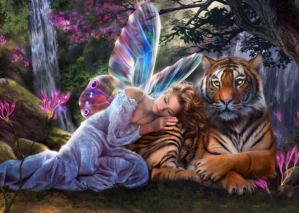 Free Elf And Tiger - MyCraftsGfit - Free 5D Diamond Painting