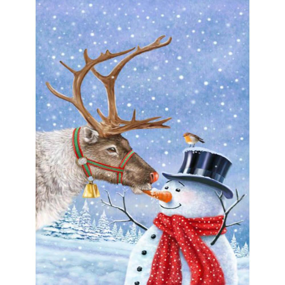 Elk and Snowman Free 5D Diamond Painting Kits MyCraftsGfit - Free 5D Diamond Painting mycraftsgift.com