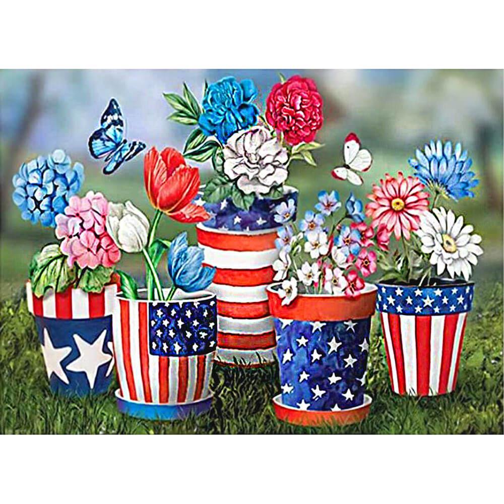 Free Flag Flowerpot - MyCraftsGfit - Free 5D Diamond Painting