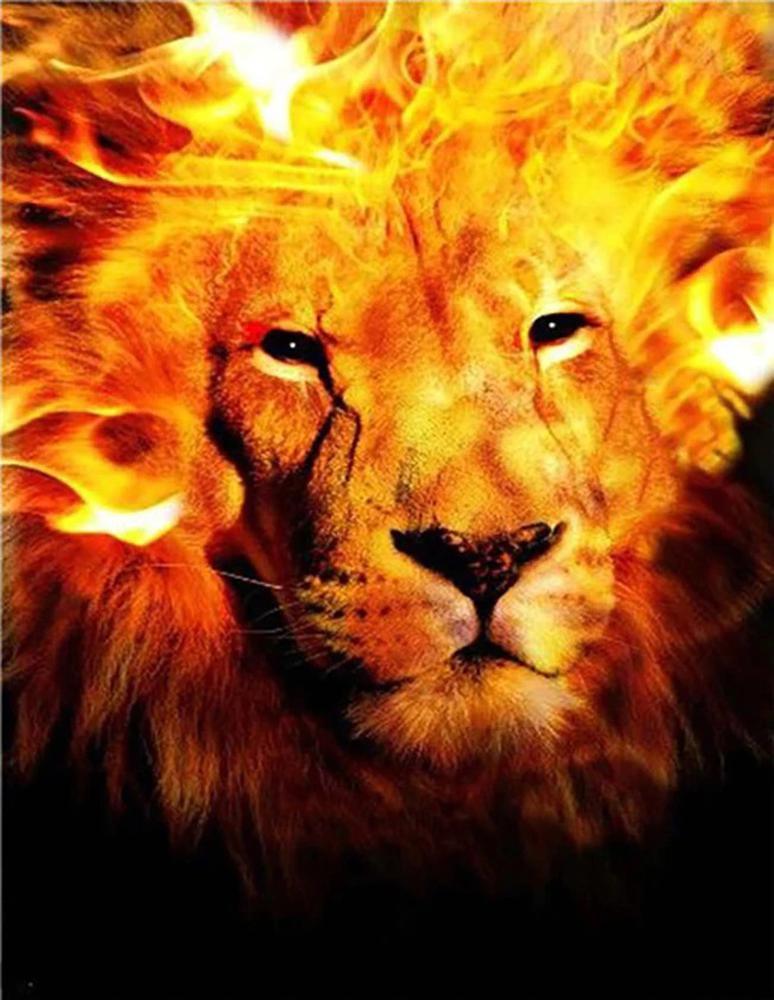 Free Flame Lion - MyCraftsGfit - Free 5D Diamond Painting