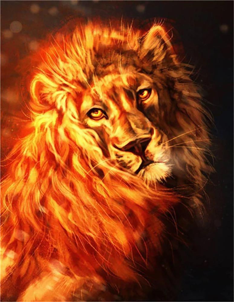 Free Flame Lion - MyCraftsGfit - Free 5D Diamond Painting