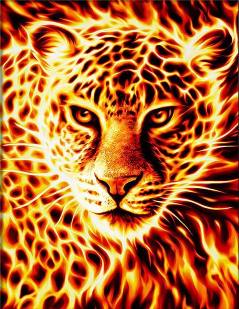 Free Flaming Lioness - MyCraftsGfit - Free 5D Diamond Painting