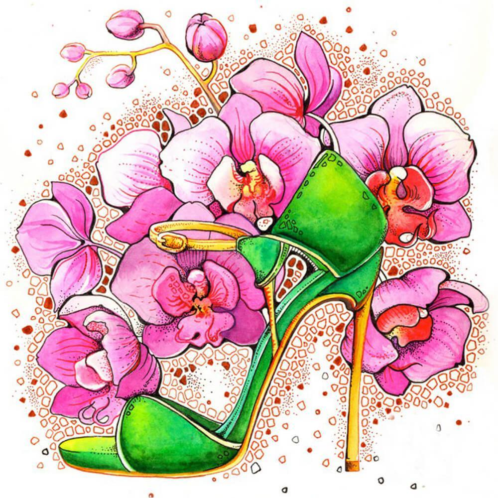 Free Flower High Heels - MyCraftsGfit - Free 5D Diamond Painting