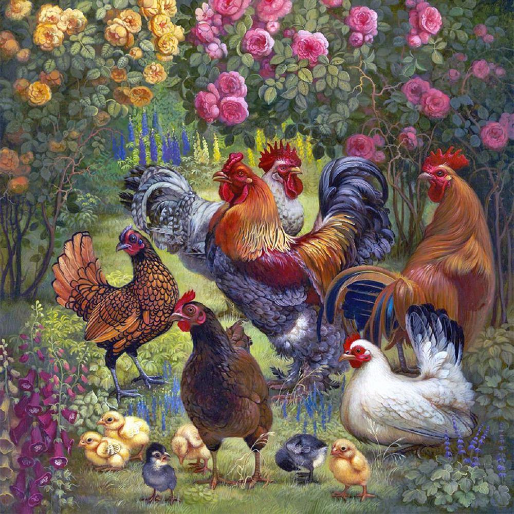 Free Garden Chickens - MyCraftsGfit - Free 5D Diamond Painting