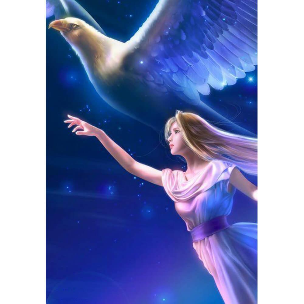 Free Girl And Eagle - MyCraftsGfit - Free 5D Diamond Painting