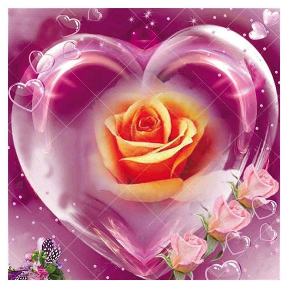 Free Heart Pink Rose - MyCraftsGfit - Free 5D Diamond Painting