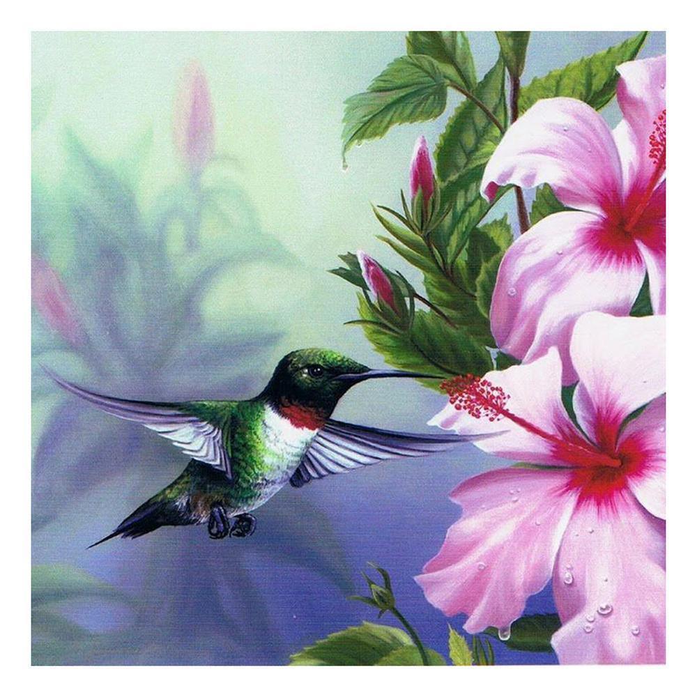 Free Hummingbird and Flowers - MyCraftsGfit - Free 5D Diamond Painting