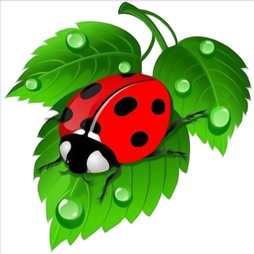 Free Ladybug on Leaf - MyCraftsGfit - Free 5D Diamond Painting