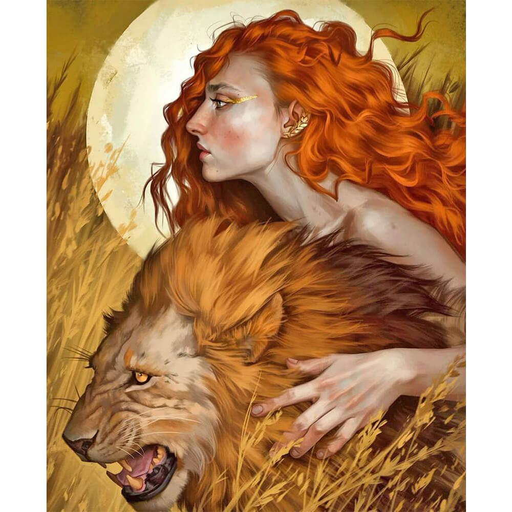 Free Lion Girl - MyCraftsGfit - Free 5D Diamond Painting