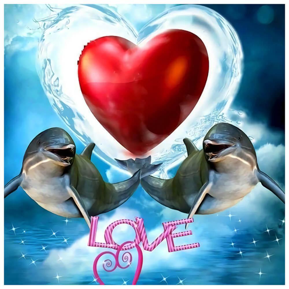 Free Love Dolphin - MyCraftsGfit - Free 5D Diamond Painting