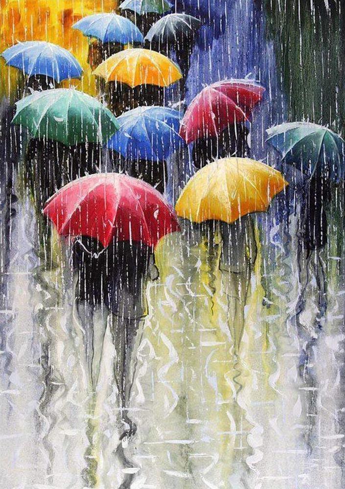 Free Pedestrian In The Rain - MyCraftsGfit - Free 5D Diamond Painting