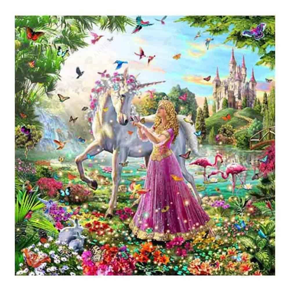 Free Princess and White Horse - MyCraftsGfit - Free 5D Diamond Painting