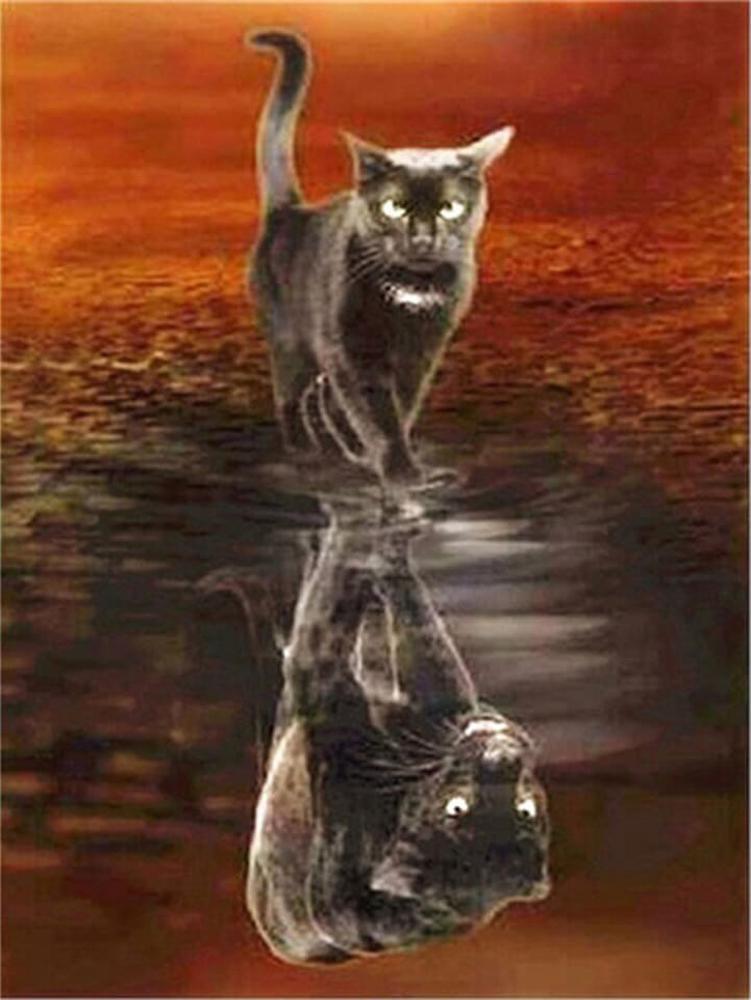 Free Reflection of Cat - MyCraftsGfit - Free 5D Diamond Painting