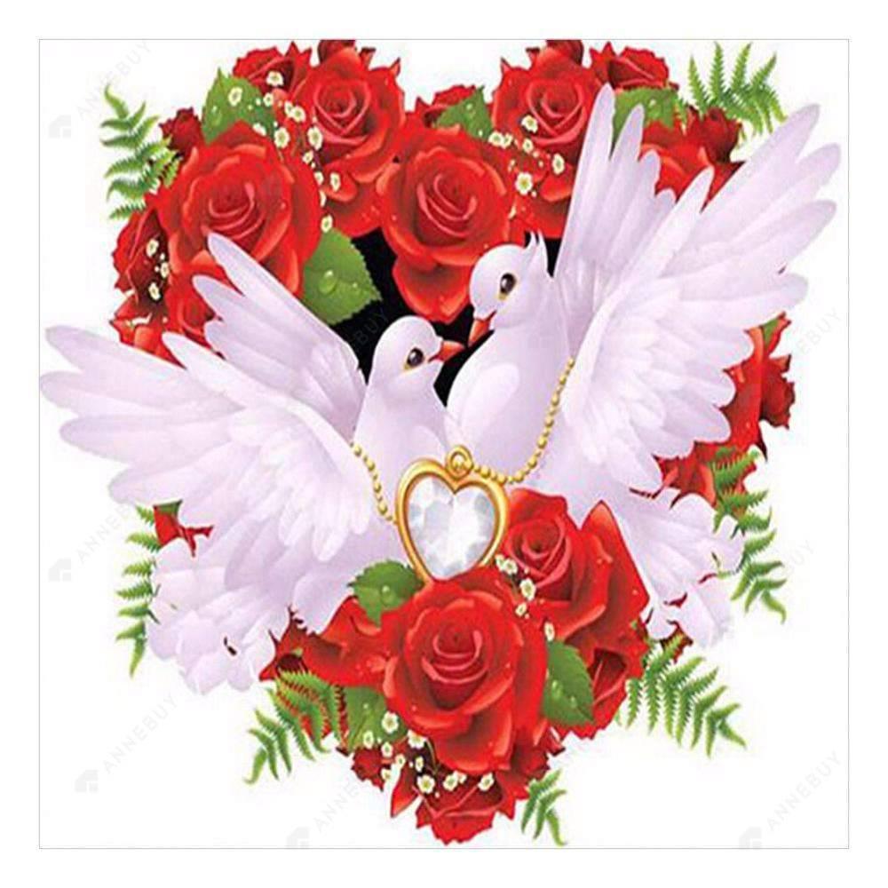 Free Rose Love Pigeon - MyCraftsGfit - Free 5D Diamond Painting