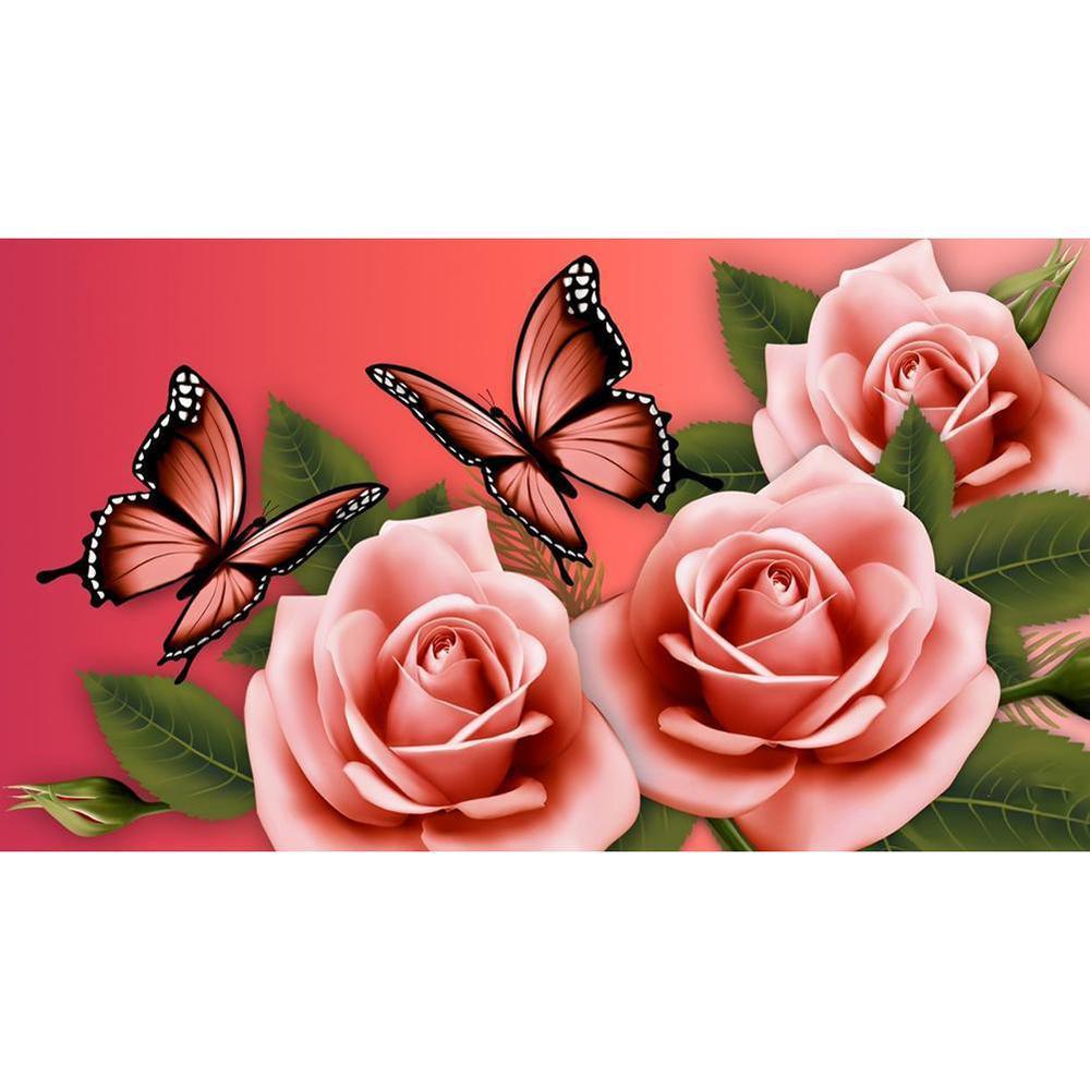 Free Rose and Butterfly - MyCraftsGfit - Free 5D Diamond Painting