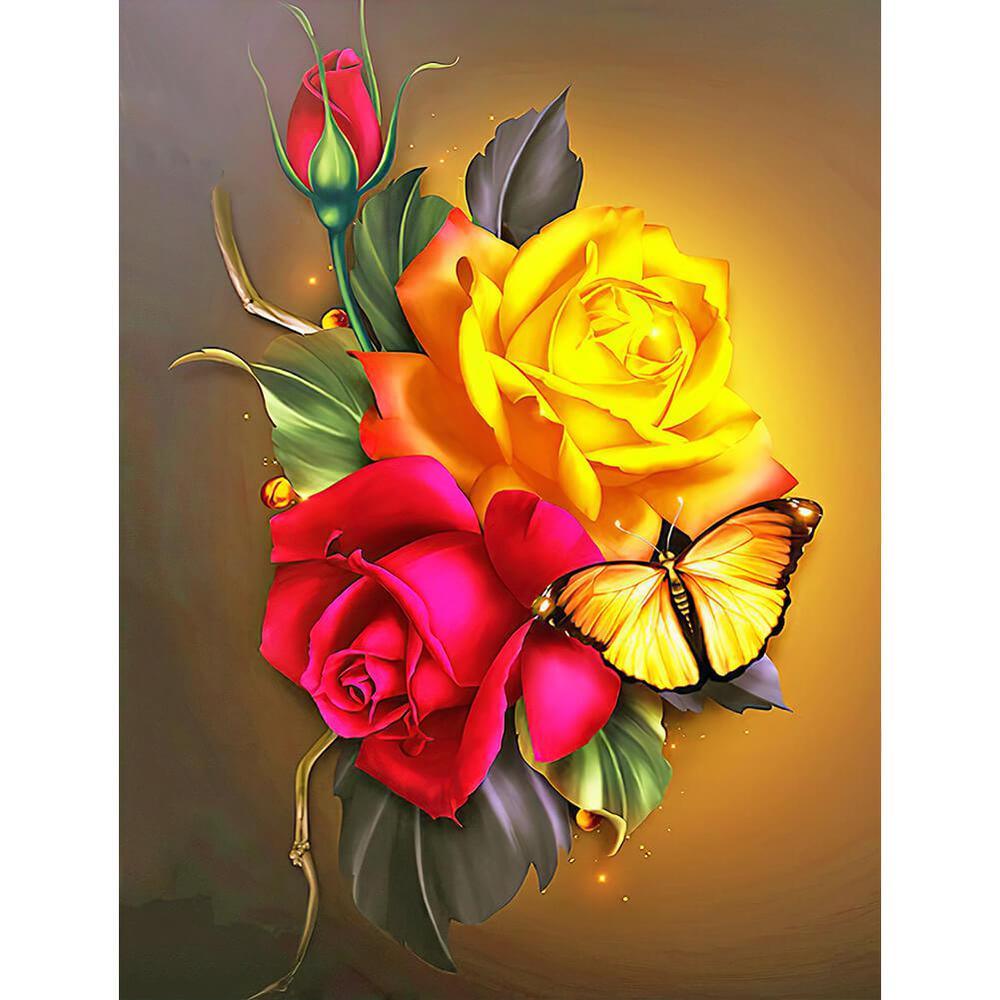 Free Roses Butterfly - MyCraftsGfit - Free 5D Diamond Painting