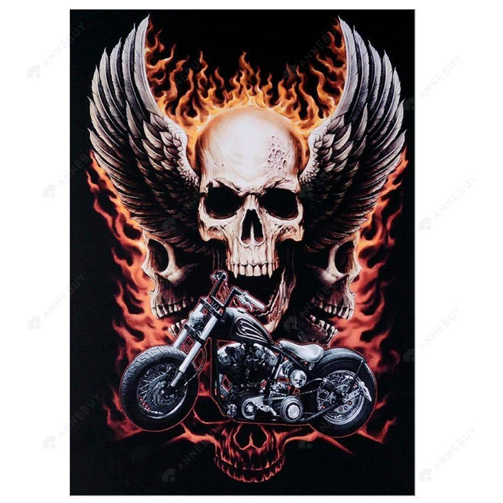 Free Round Beads Motorcycle Skull - MyCraftsGfit - Free 5D Diamond Painting