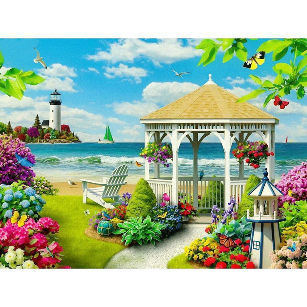 Free Seaside Garden - MyCraftsGfit - Free 5D Diamond Painting