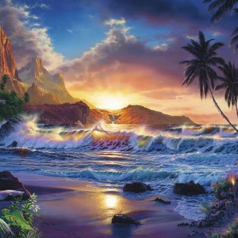 Free Seaside Sunrise - MyCraftsGfit - Free 5D Diamond Painting