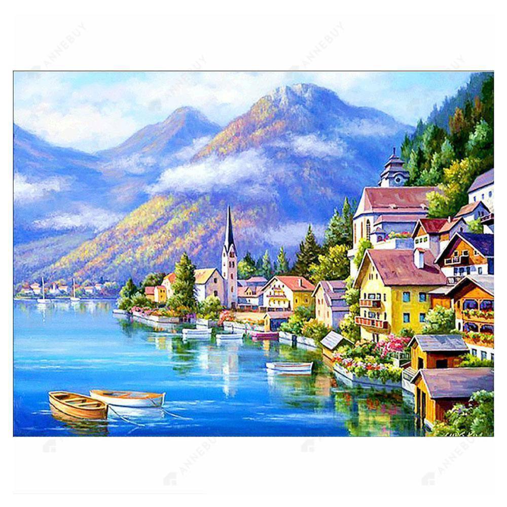 Free Seaside Town - MyCraftsGfit - Free 5D Diamond Painting